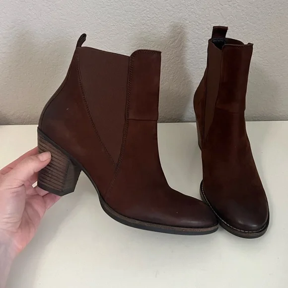 Paul Green | 'Jules' Block Heel Chelsea Boot Cognac Brown Leather Women Sz 5/7.5 - Picture 2 of 8